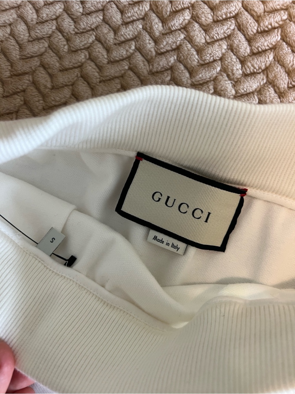 Gucci White Midi Pencil Skirt Web Stripe Logo Drawstring Size Small - Picture 8 of 10